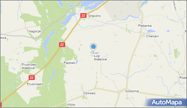 mapa Ługi Wałeckie, Ługi Wałeckie na mapie Targeo